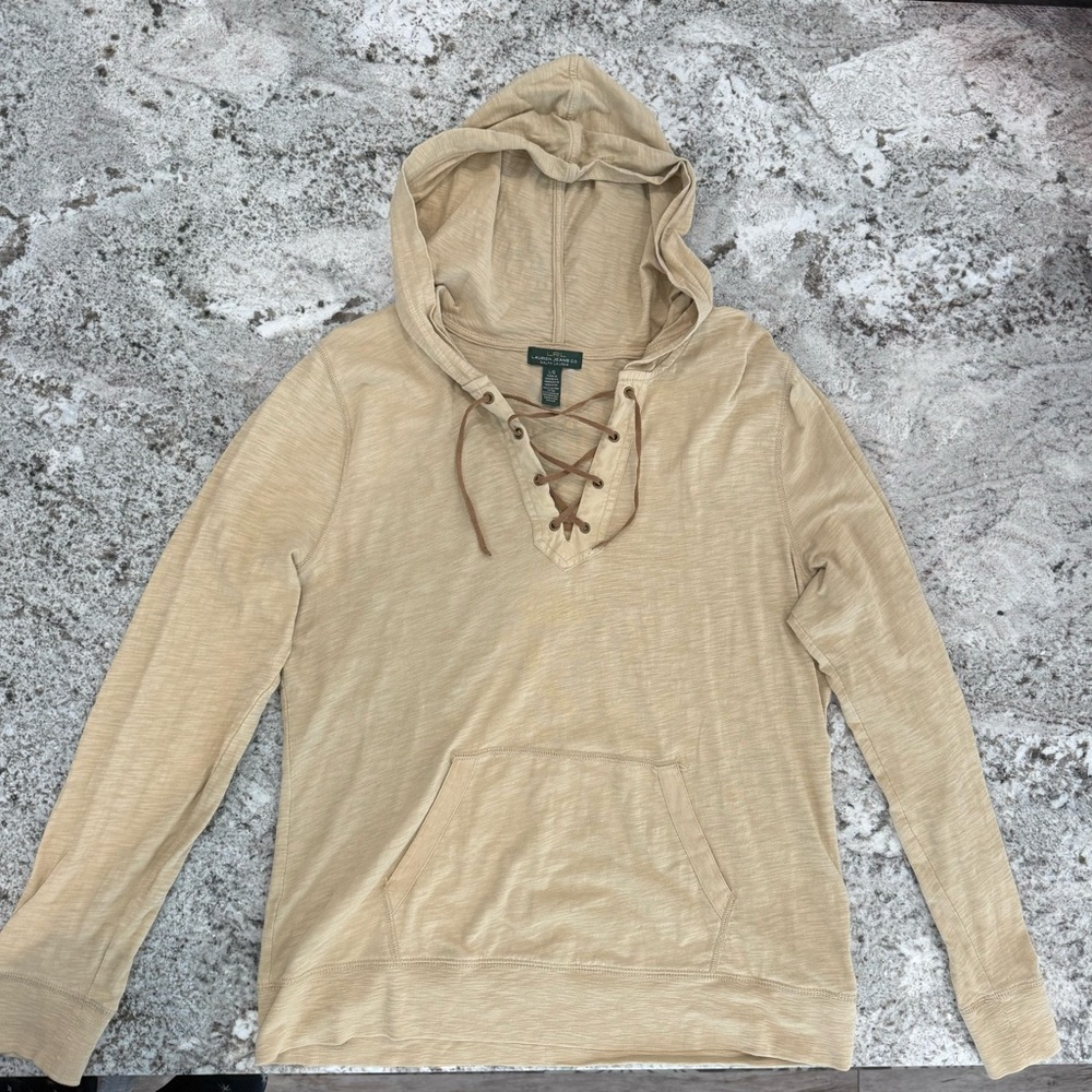 Khaki Ralph Lauren Lace-Up Hoodie
